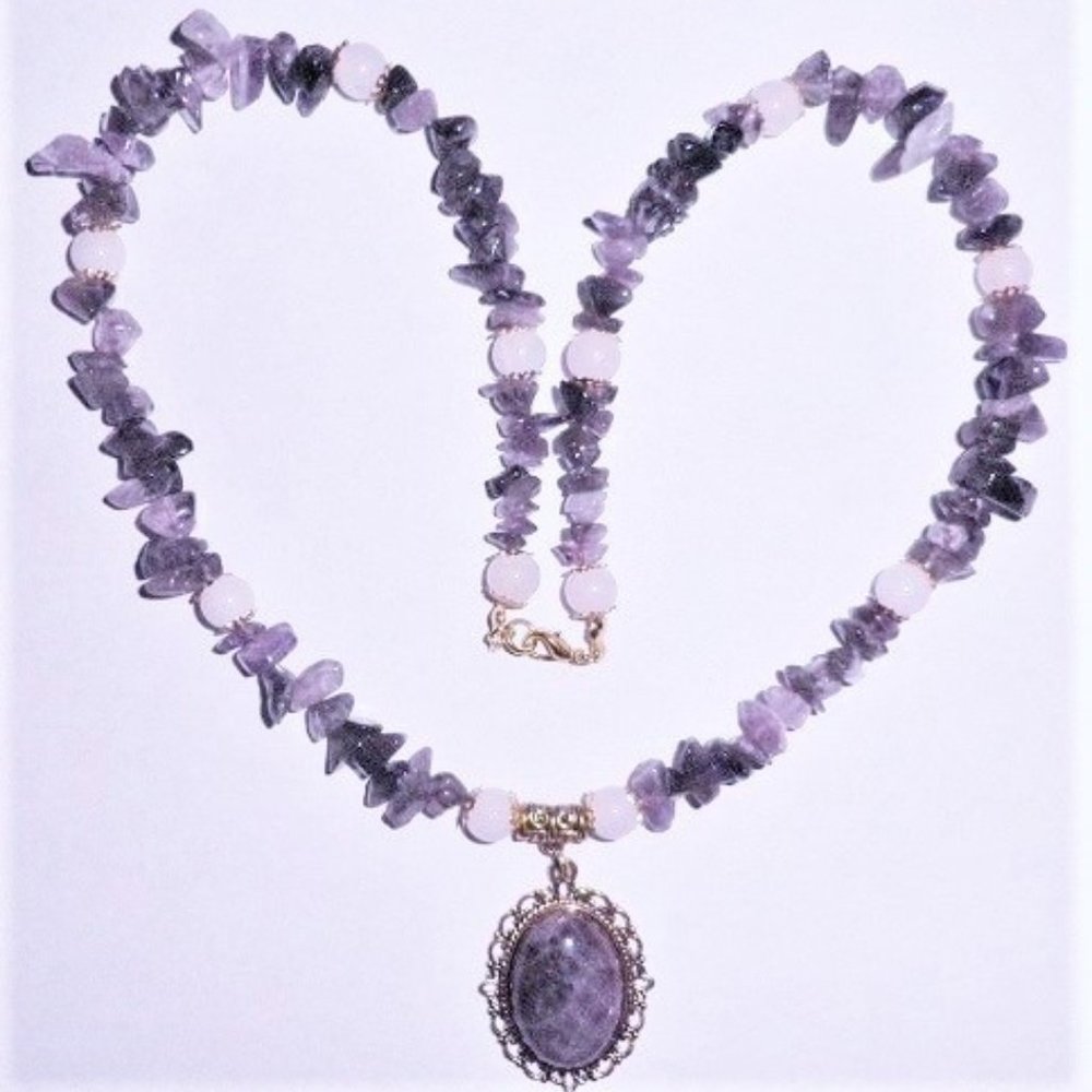 Amethyst & Snow Quartz Necklace